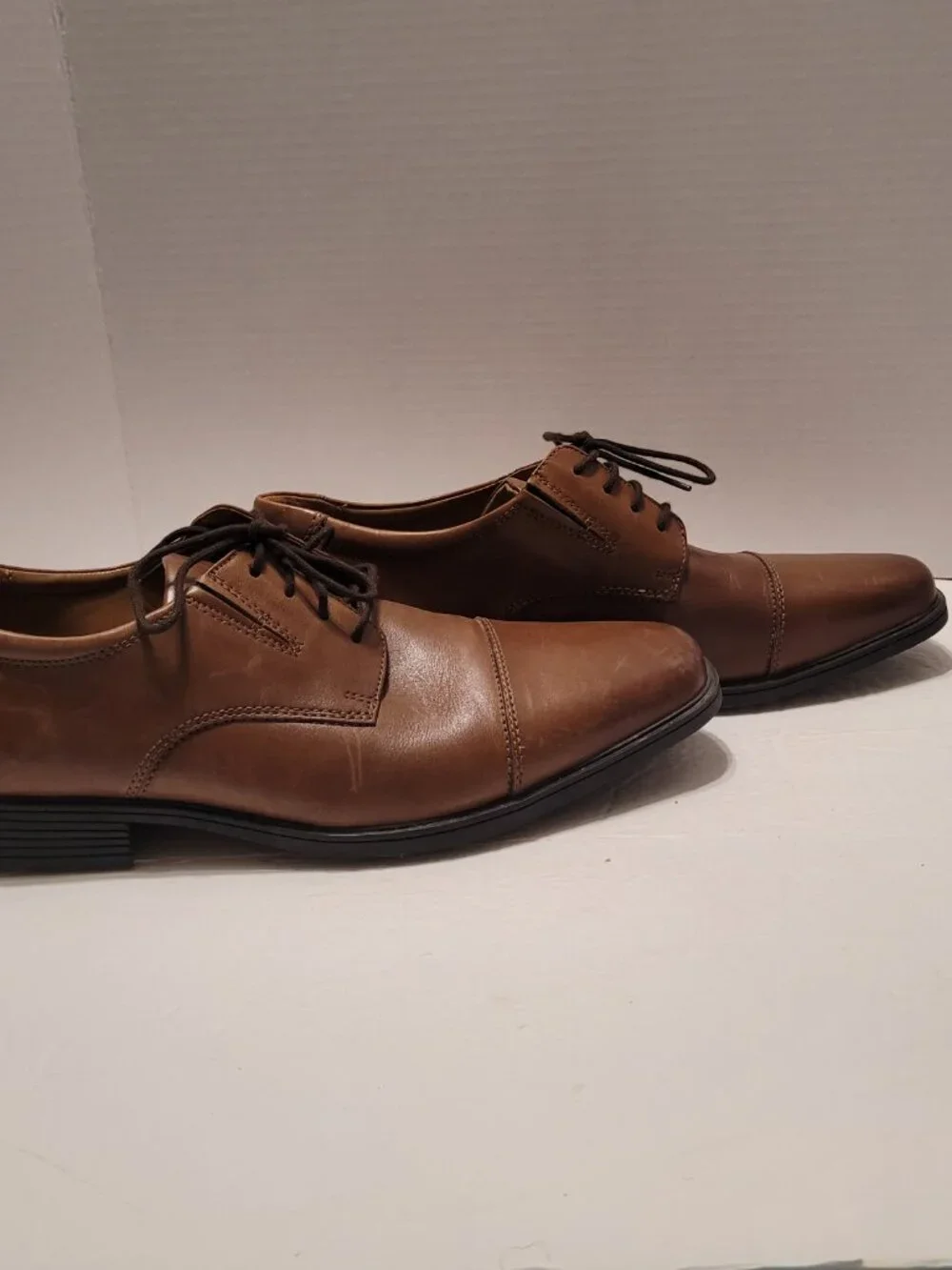 Clarks Collection Men's Brown Leather Cap Toe Oxford Dress Shoes US 10 M